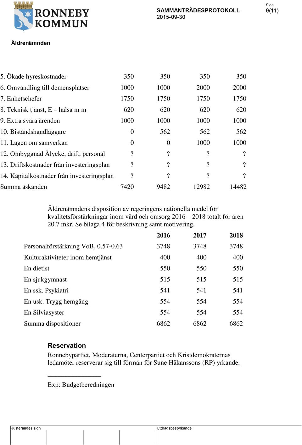 ??? 13. Driftskostnader från investeringsplan???? 14. Kapitalkostnader från investeringsplan?