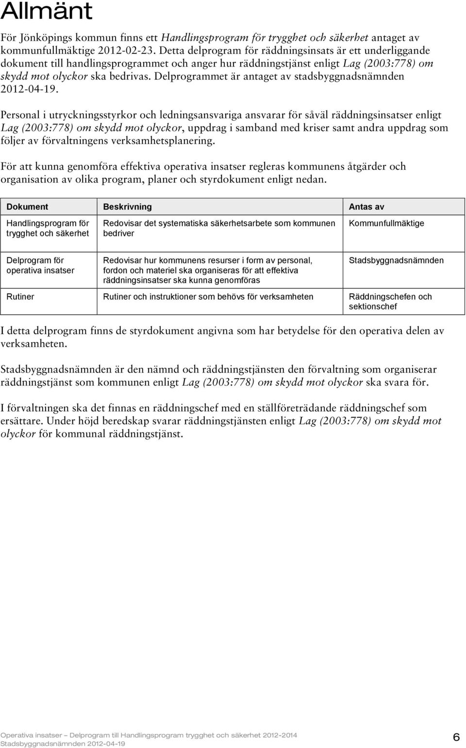 Delprogrammet är antaget av stadsbyggnadsnämnden 2012-04-19.