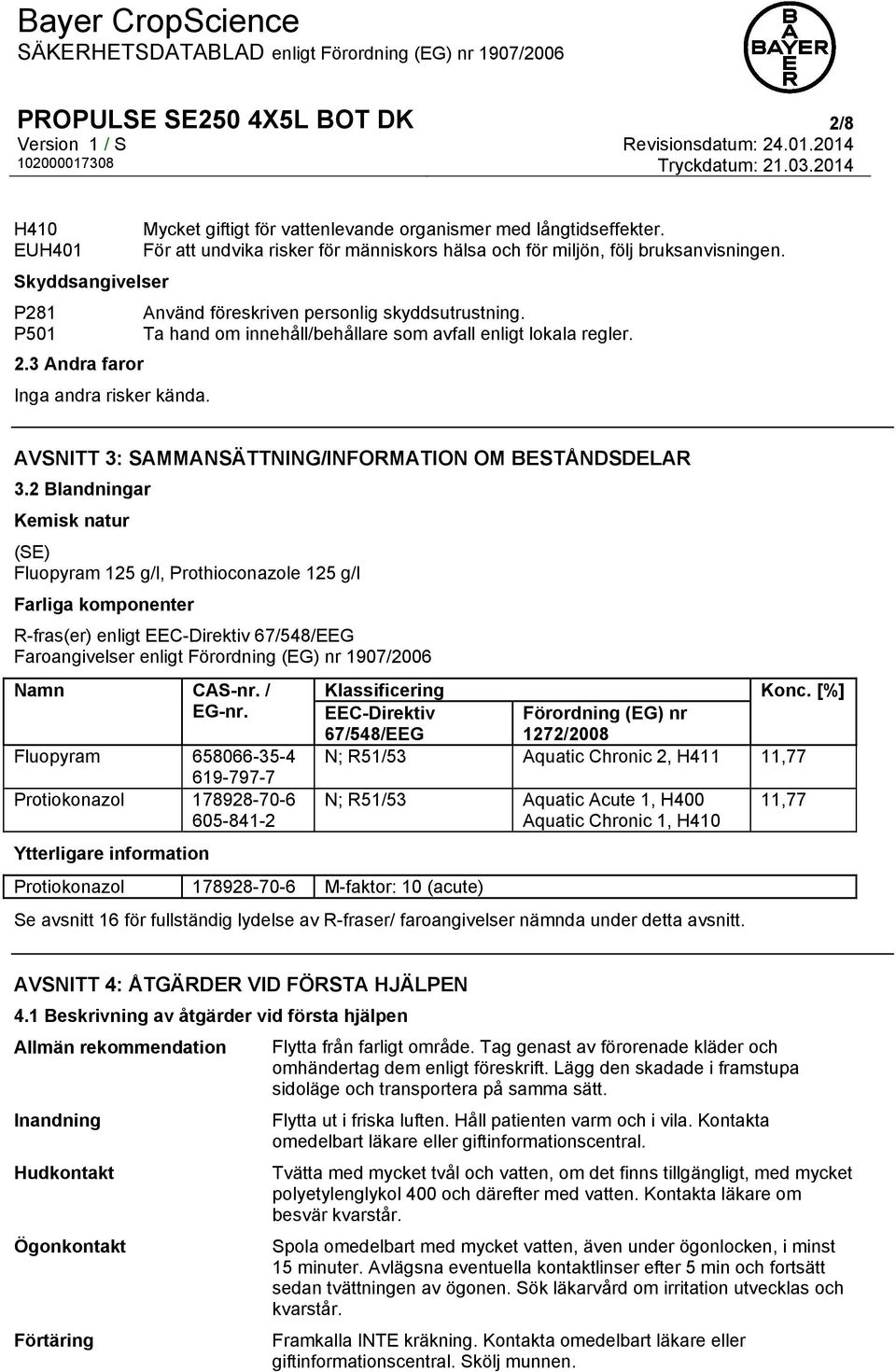 AVSNITT 3: SAMMANSÄTTNING/INFORMATION OM BESTÅNDSDELAR 3.