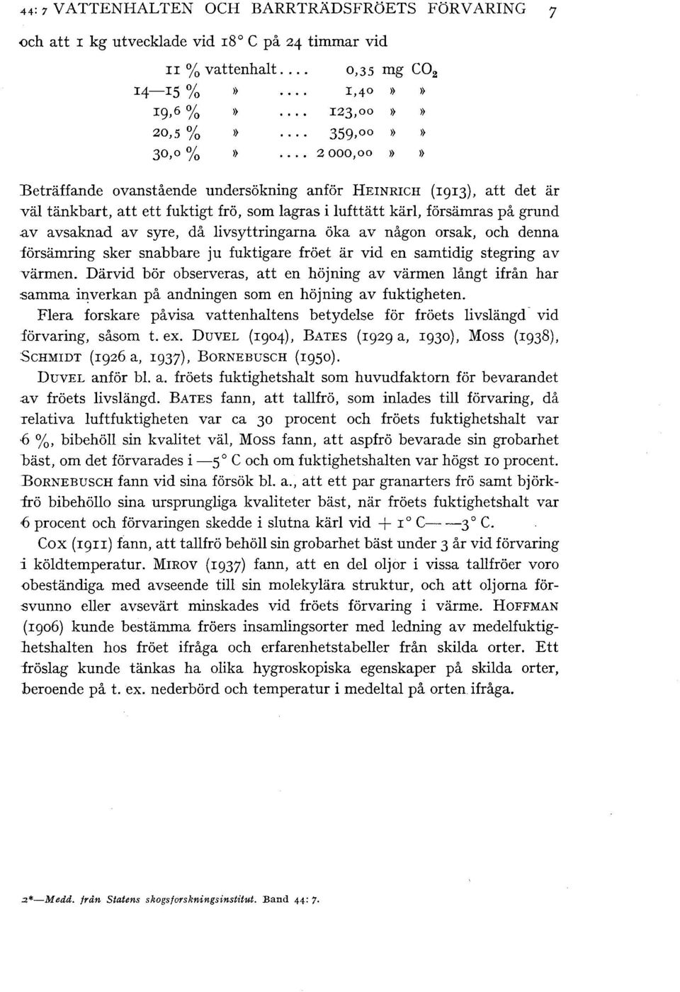 fuktigt frö, som agras i ufttätt kär, försämras på grund av avsaknad av syre, då ivsyttringarna öka av någon orsak, och denna försämring sker snabbare ju fuktigare fröet är vid en samtidig stegring