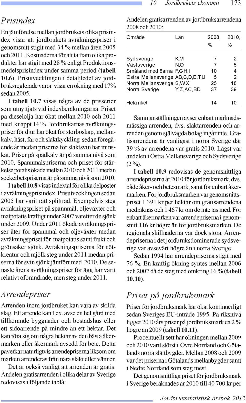 Prisutvecklingen i detaljledet av jordbruksreglerade varor visar en ökning med 17% sedan 2005. I tabell 10.7 visas några av de prisserier som utnyttjats vid indexberäkningarna.