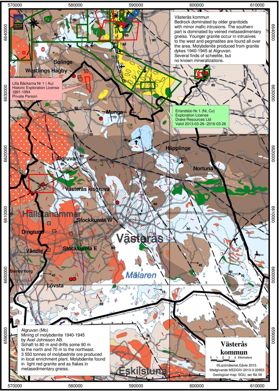 everal finds of scheelite, but no known mineralizations.