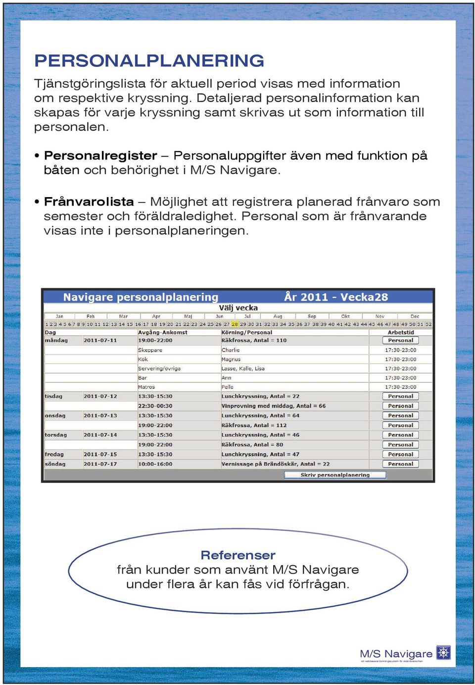 Personalregister Personaluppgifter även med funktion på båten och behörighet i.