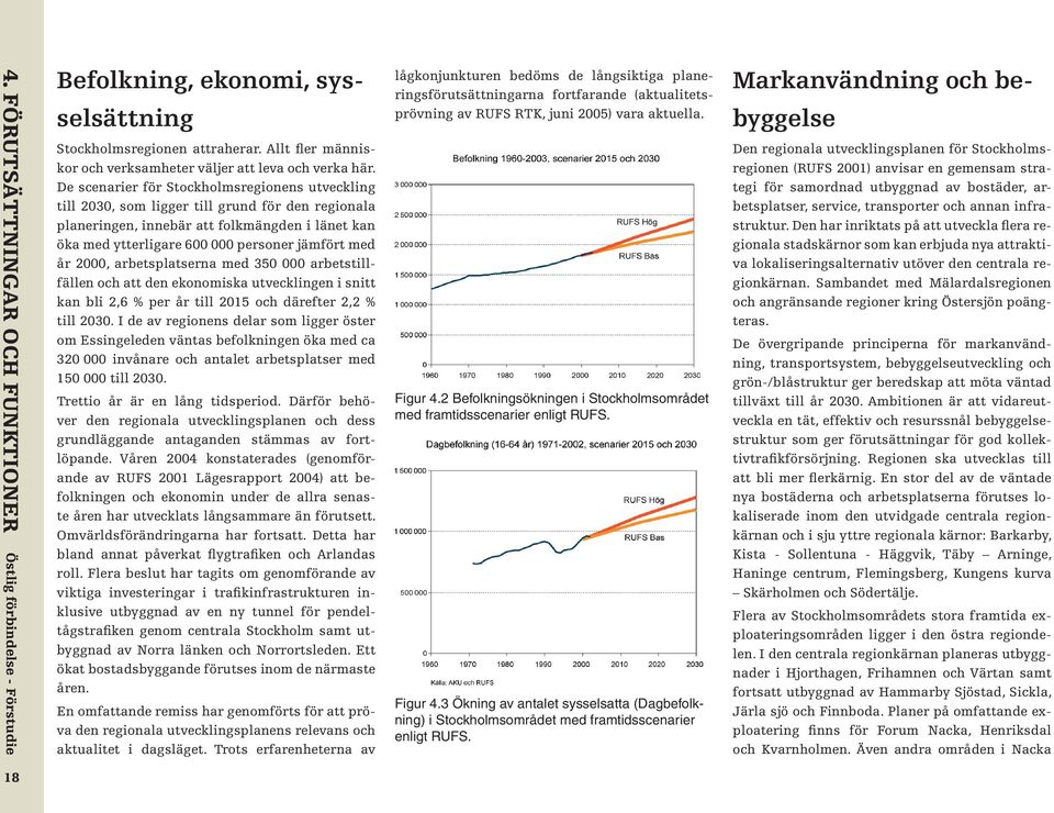 2000, arbetsplatserna med 350 000 arbetstillfällen och att den ekonomiska utvecklingen i snitt kan bli 2,6 % per år till 2015 och därefter 2,2 % till 2030.