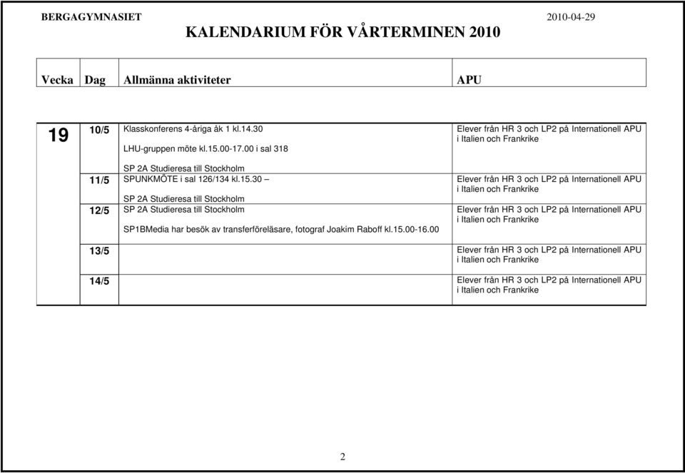 30 SP 2A Studieresa till Stockholm 12/5 SP 2A Studieresa till Stockholm