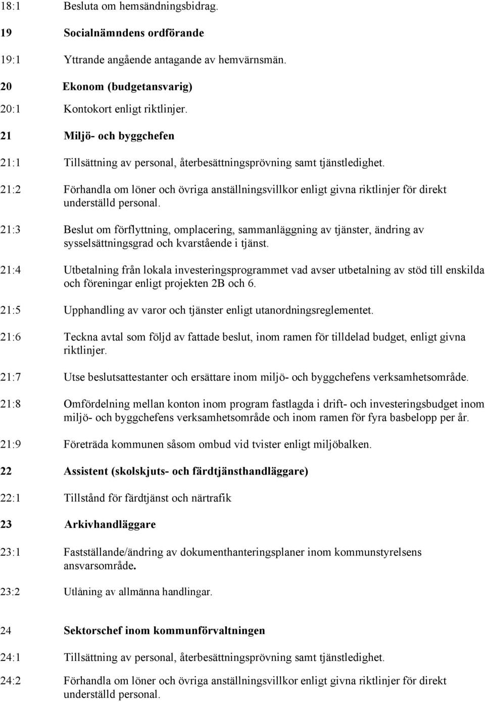 21:2 Förhandla om löner och övriga anställningsvillkor enligt givna riktlinjer för direkt underställd personal.