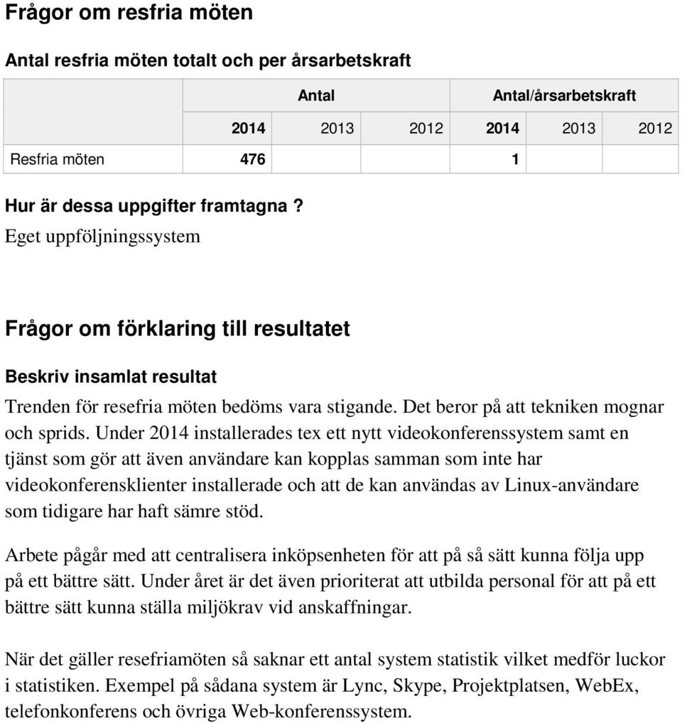 Under 2014 installerades tex ett nytt videokonferenssystem samt en tjänst som gör att även användare kan kopplas samman som inte har videokonferensklienter installerade och att de kan användas av