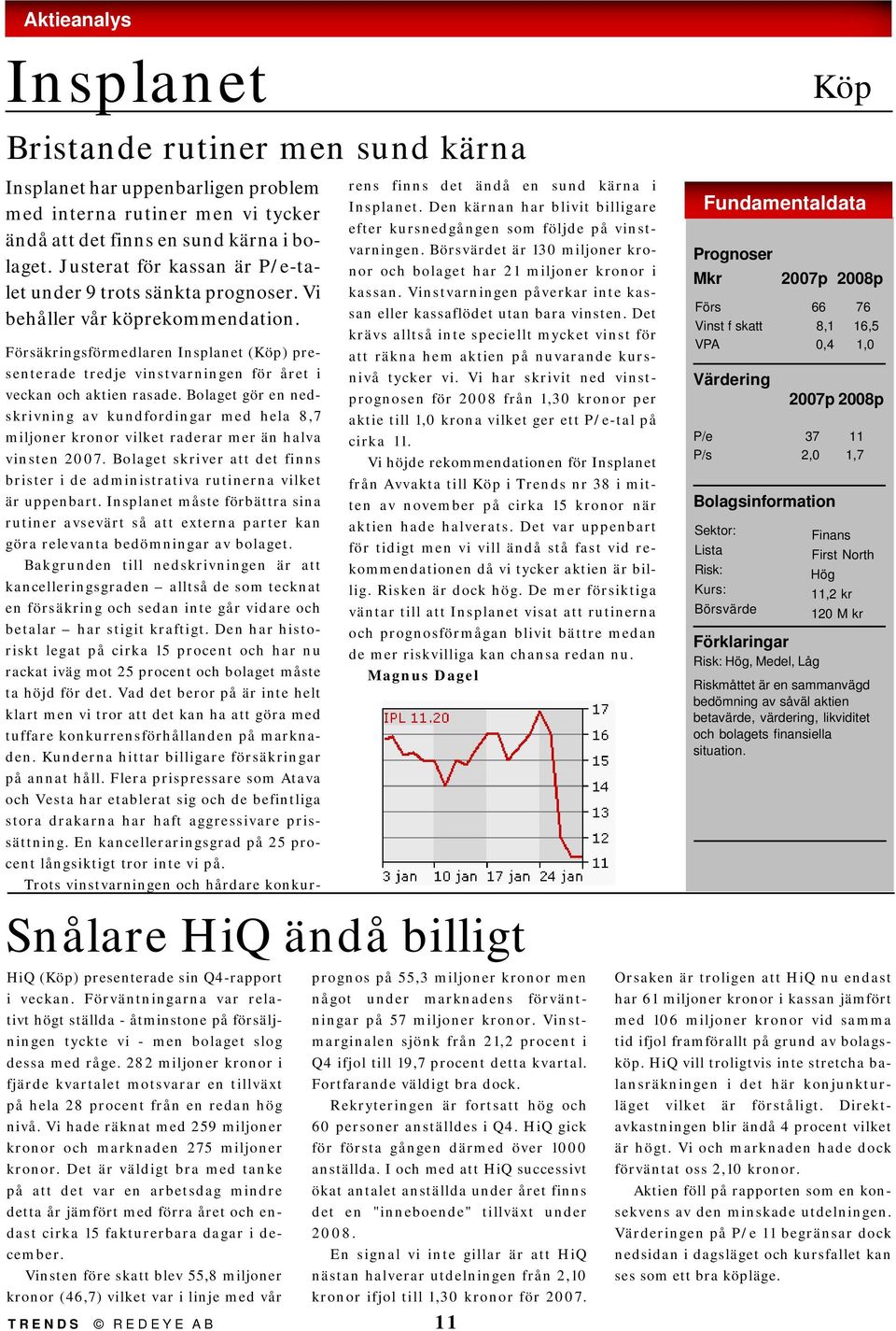 Försäkringsförmedlaren Insplanet (Köp) presenterade tredje vinstvarningen för året i veckan och aktien rasade.