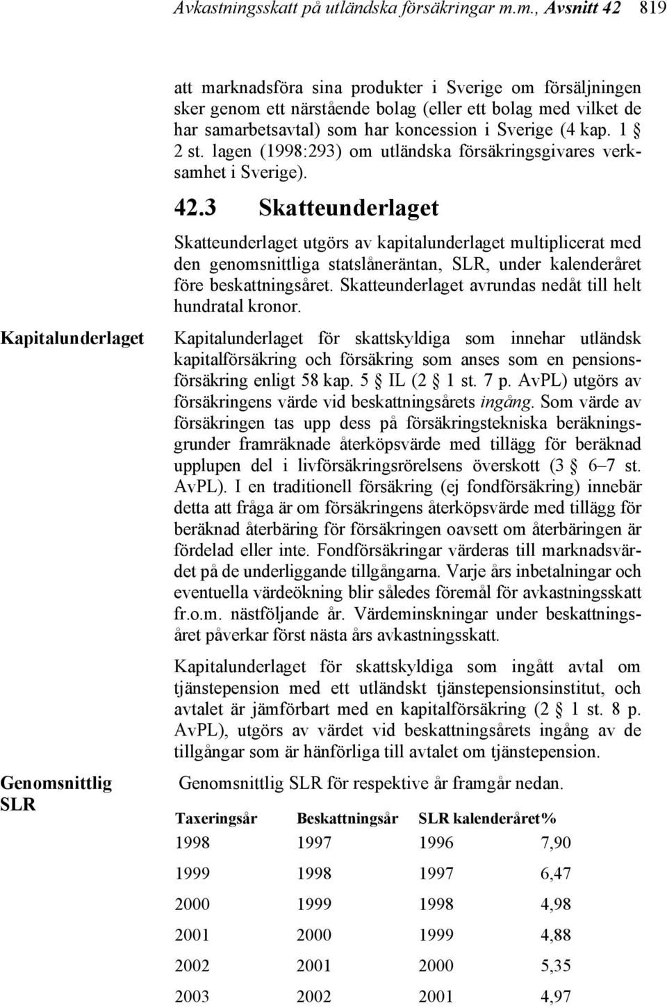 som har koncession i Sverige (4 kap. 1 2 st. lagen (1998:293) om utländska försäkringsgivares verksamhet i Sverige). 42.