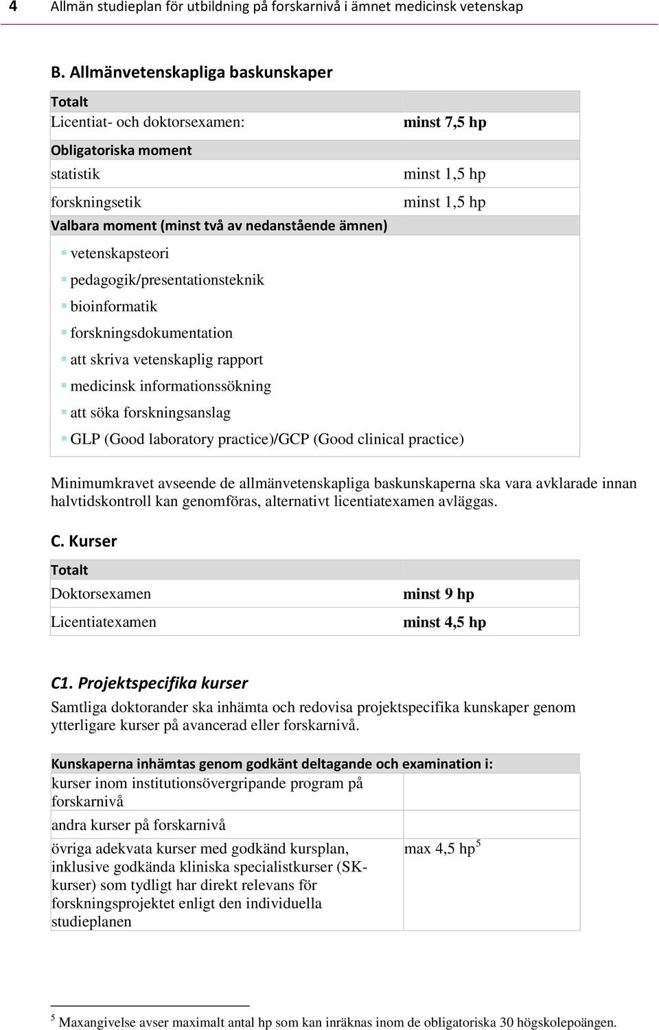 pedagogik/presentationsteknik bioinformatik forskningsdokumentation att skriva vetenskaplig rapport medicinsk informationssökning att söka forskningsanslag GLP (Good laboratory practice)/gcp (Good