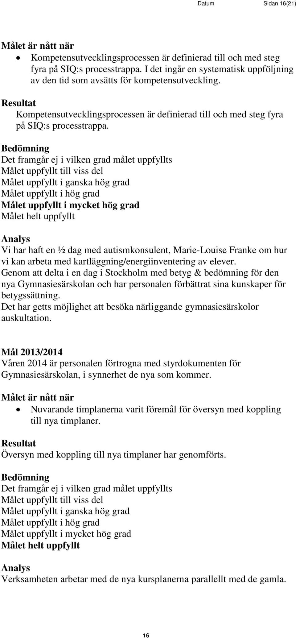 Vi har haft en ½ dag med autismkonsulent, Marie-Louise Franke om hur vi kan arbeta med kartläggning/energiinventering av elever.