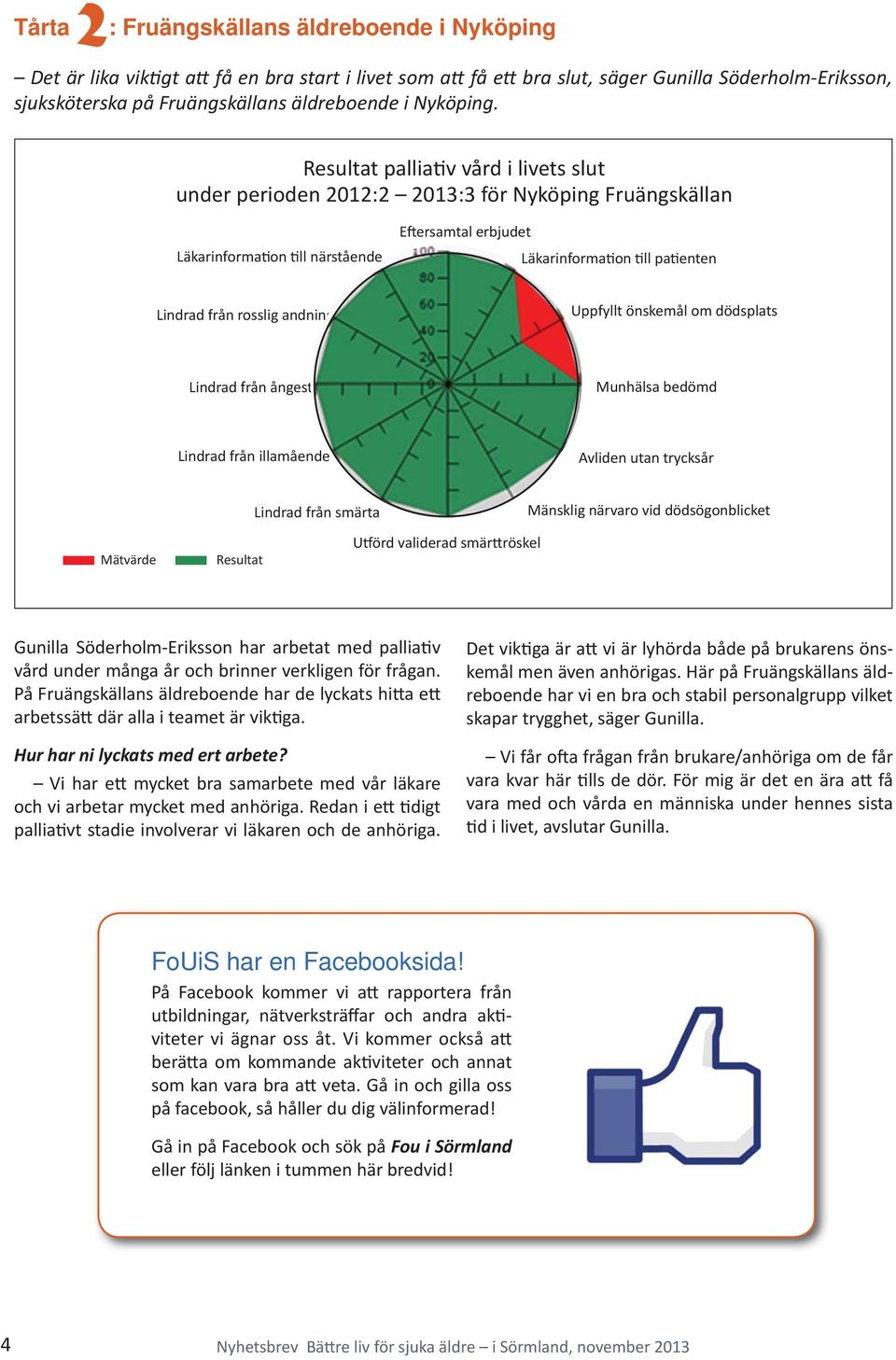 Resultat pallia v vård i livets slut under perioden 2012:2 2013:3 för Nyköping Fruängskällan Läkarinforma on ll närstående E ersamtal erbjudet Läkarinforma on ll pa enten Lindrad från rosslig andning