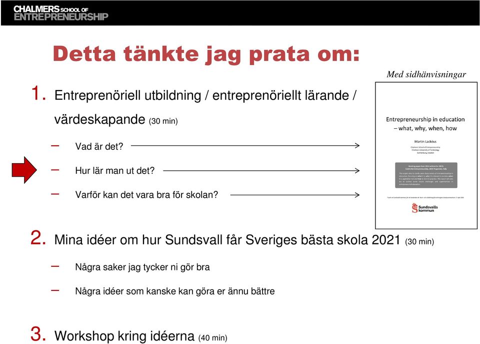 min) Vad är det? Hur lär man ut det? Varför kan det vara bra för skolan? 2.