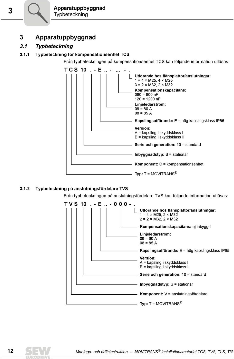 .. -. Utförande hos flänsplattor/anslutningar: 1 = 4 M25, 4 M25 3 = 2 M32, 2 M32 Kompensationskapacitans: 090 = 900 nf 120 = 1200 nf Linjeledarström: 06 = 60 A 08 = 85 A Kapslingsutförande: E = hög