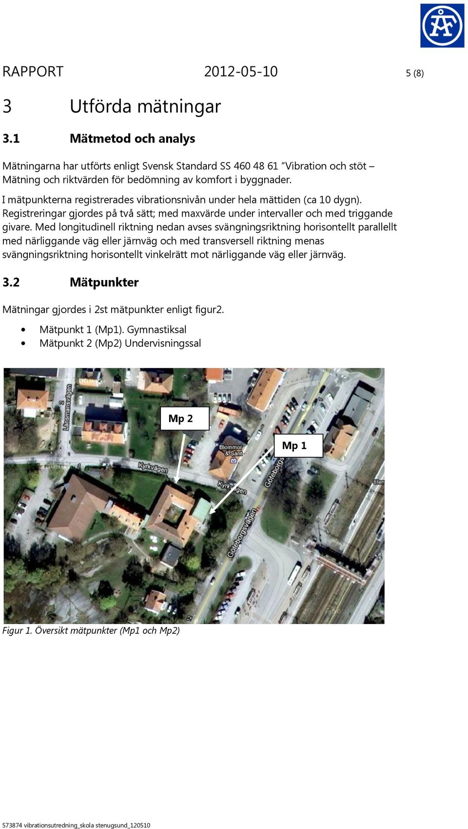 I mätpunkterna registrerades vibrationsnivån under hela mättiden (ca 10 dygn). Registreringar gjordes på två sätt; med maxvärde under intervaller och med triggande givare.