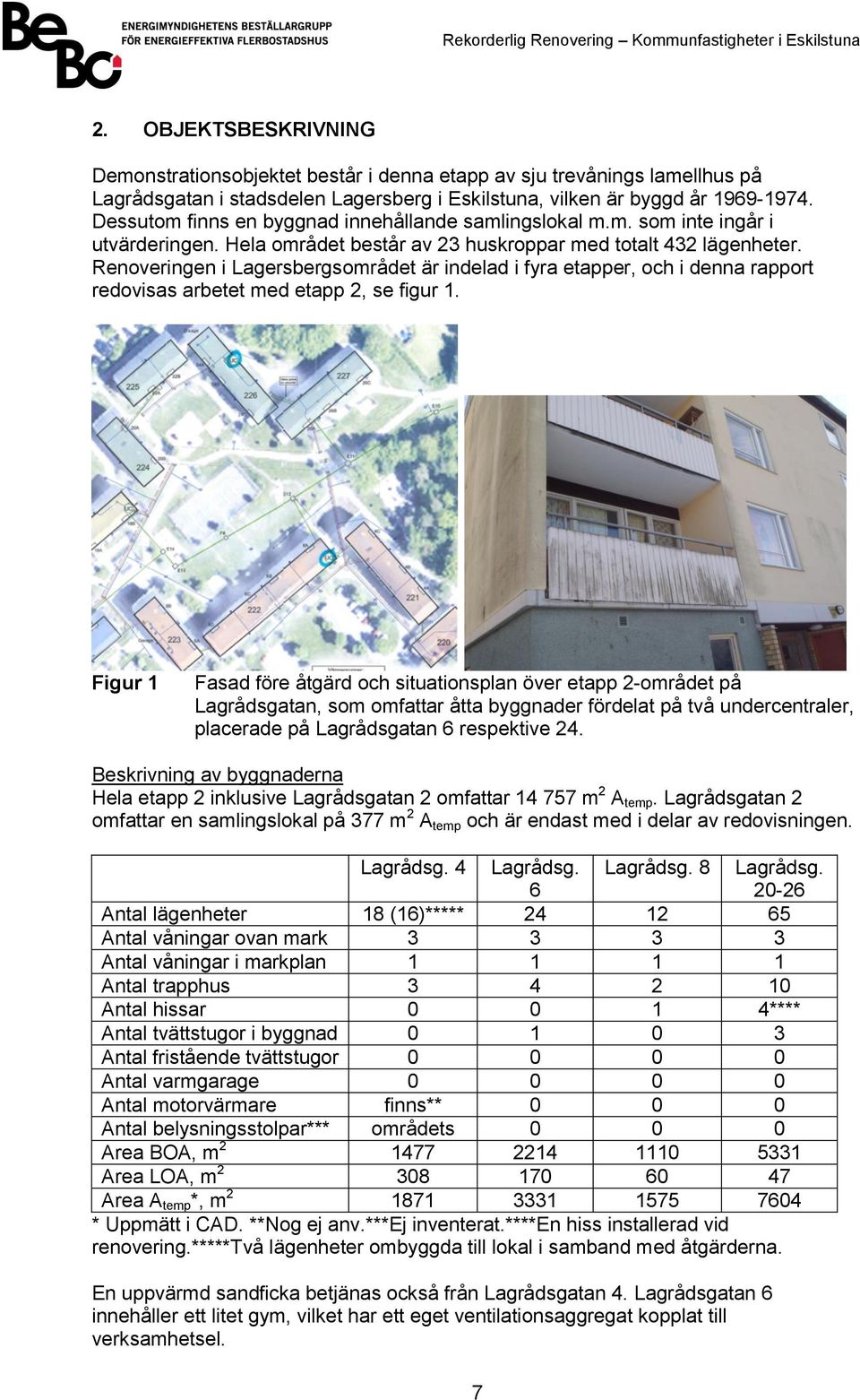 Renoveringen i Lagersbergsområdet är indelad i fyra etapper, och i denna rapport redovisas arbetet med etapp 2, se figur 1.