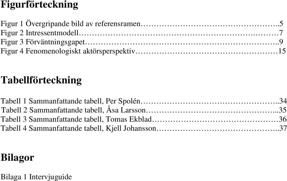 .9 Figur 4 Fenomenologiskt aktörsperspektiv 15 Tabellförteckning Tabell 1 Sammanfattande tabell, Per