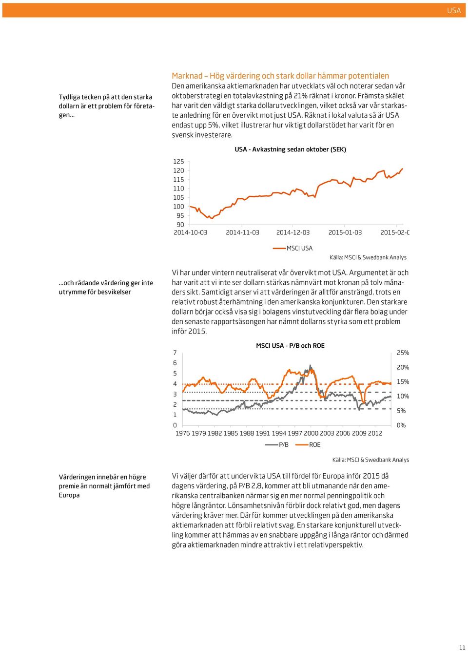 Räknat i lokal valuta så är USA endast upp 5%, vilket illustrerar hur viktigt dollarstödet har varit för en svensk investerare.