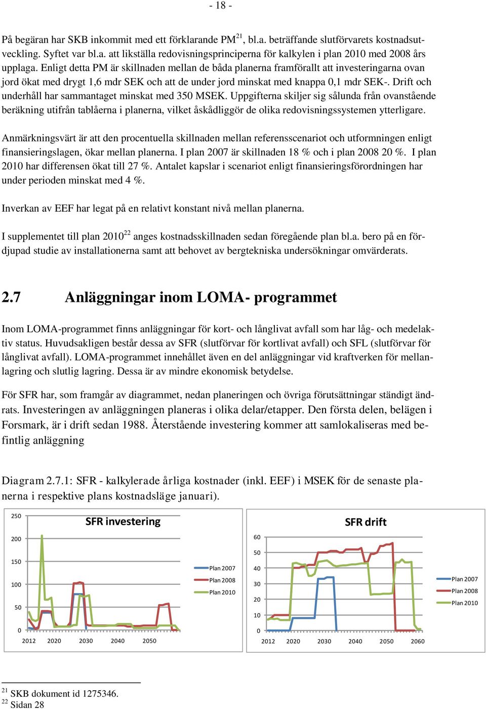 Drift och underhåll har sammantaget minskat med 350 MSEK.