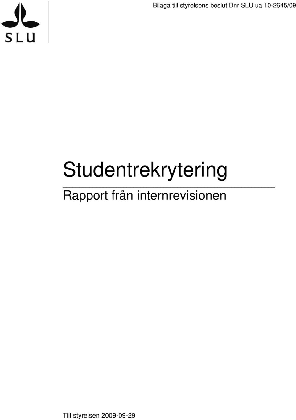 Studentrekrytering Rapport från
