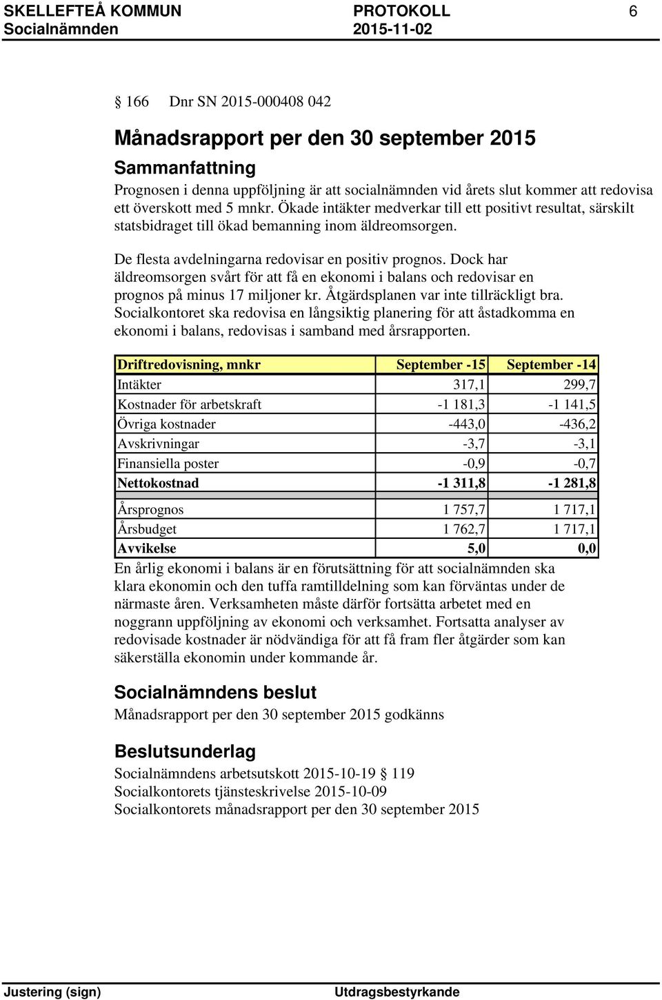 Dock har äldreomsorgen svårt för att få en ekonomi i balans och redovisar en prognos på minus 17 miljoner kr. Åtgärdsplanen var inte tillräckligt bra.