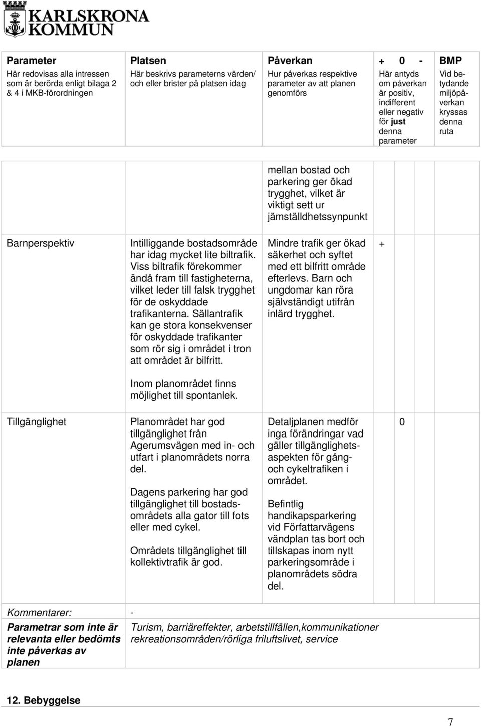 Sällantrafik kan ge stora konsekvenser för oskyddade trafikanter som rör sig i området i tron att området är bilfritt. Mindre trafik ger ökad säkerhet och syftet med ett bilfritt område efterlevs.