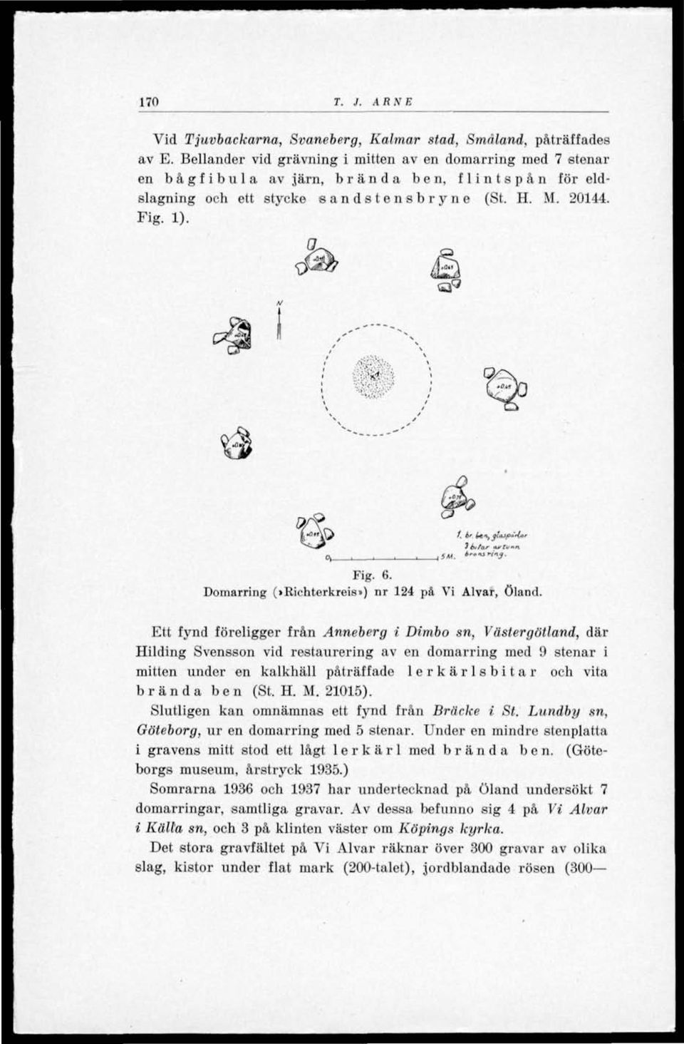 .; Q^ t^p i SM I. kr ie^ glaspärlor 3 tfftw ftftvnn *'* ** * *"* n S' Fig. 6. Domarring (»Richterkreis») nr 124 på Vi Alvar, Öland.