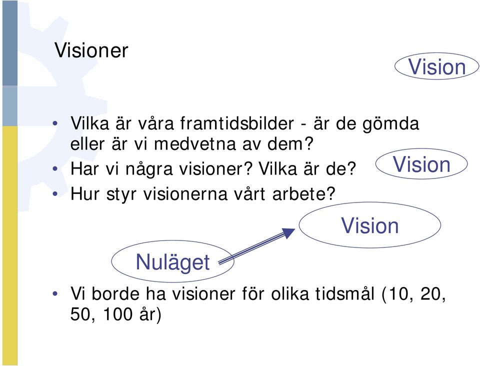 Vilka är de? Hur styr visionerna vårt arbete?