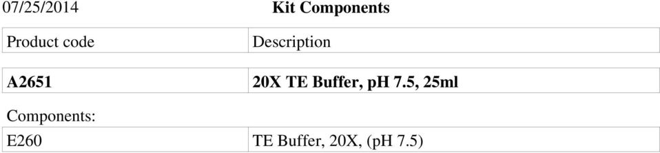 20X TE Buffer, ph 7.