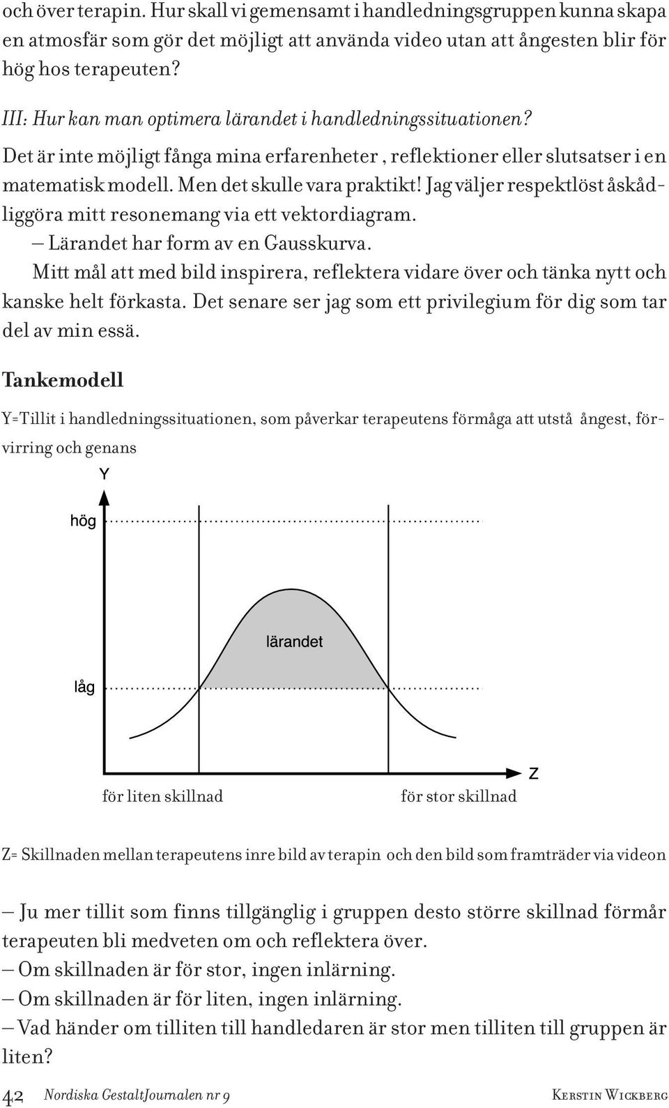 Jag väljer respektlöst åskådliggöra mitt resonemang via ett vektordiagram. Lärandet har form av en Gausskurva.