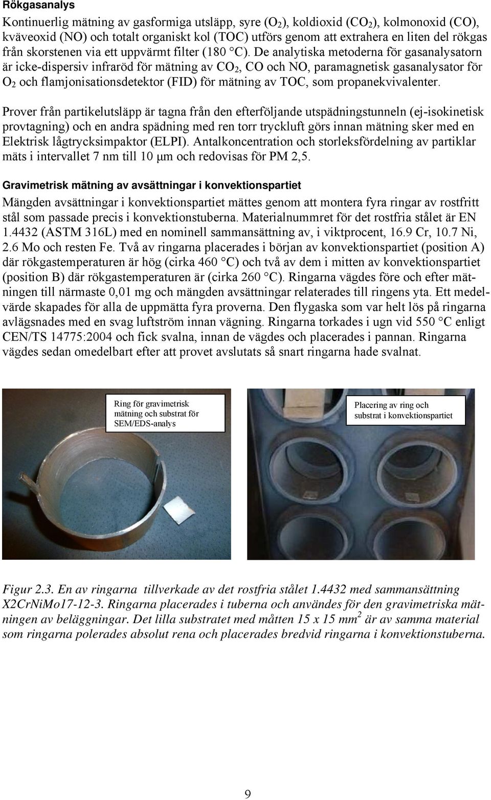 De analytiska metoderna för gasanalysatorn är icke-dispersiv infraröd för mätning av CO 2, CO och NO, paramagnetisk gasanalysator för O 2 och flamjonisationsdetektor (FID) för mätning av TOC, som