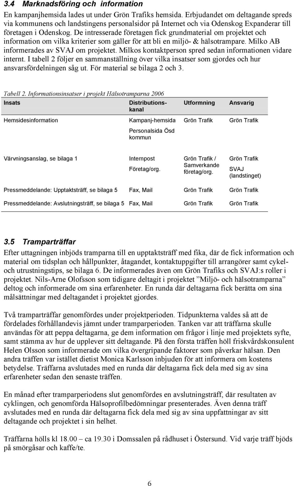 De intresserade företagen fick grundmaterial om projektet och information om vilka kriterier som gäller för att bli en miljö- & hälsotrampare. Milko AB informerades av SVAJ om projektet.