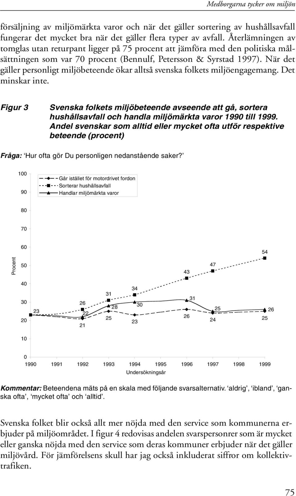 När det gäller personligt miljöbeteende ökar alltså svenska folkets miljöengagemang. Det minskar inte.