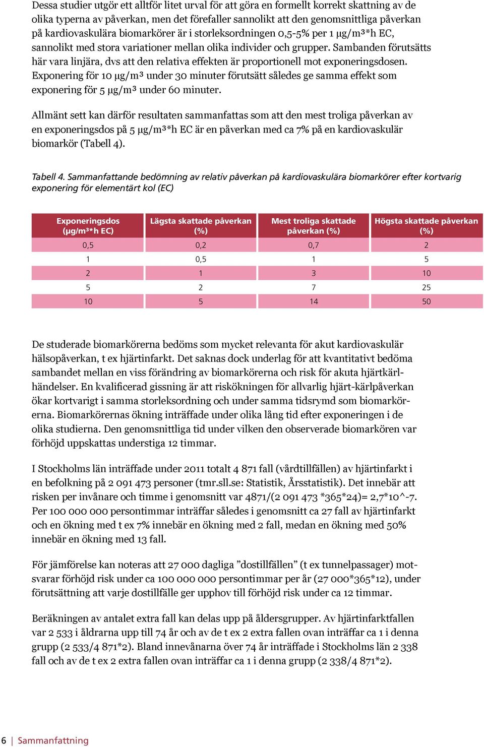 Sambanden förutsätts här vara linjära, dvs att den relativa effekten är proportionell mot exponeringsdosen.