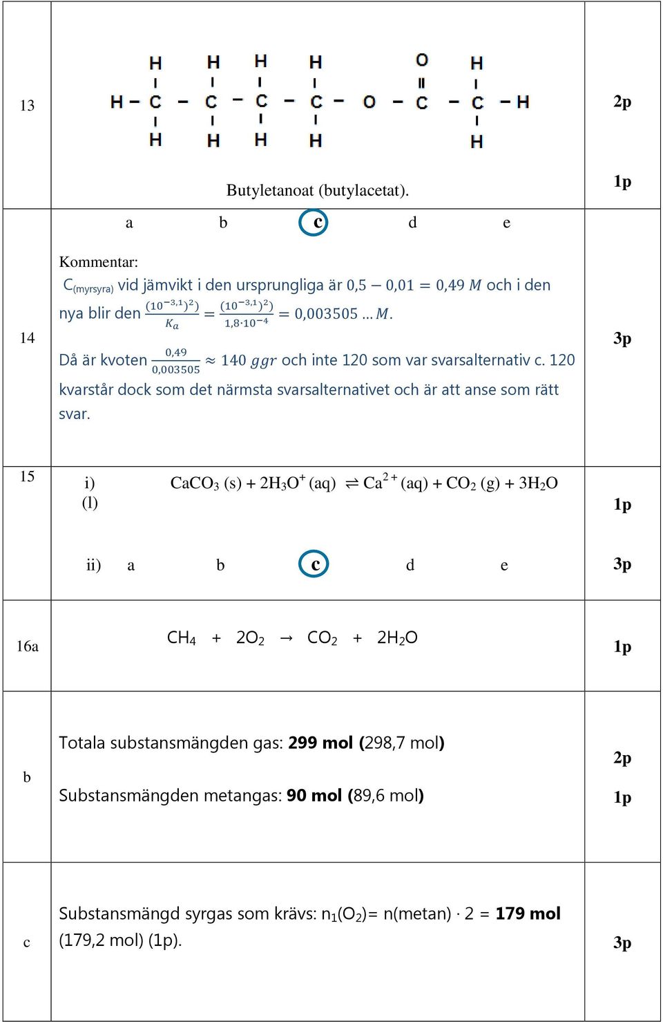 0,49 0,003505 4 = 0,003505 M. 140 ggg och inte 120 som var svarsalternativ c. 120 kvarstår dock som det närmsta svarsalternativet och är att anse som rätt svar.