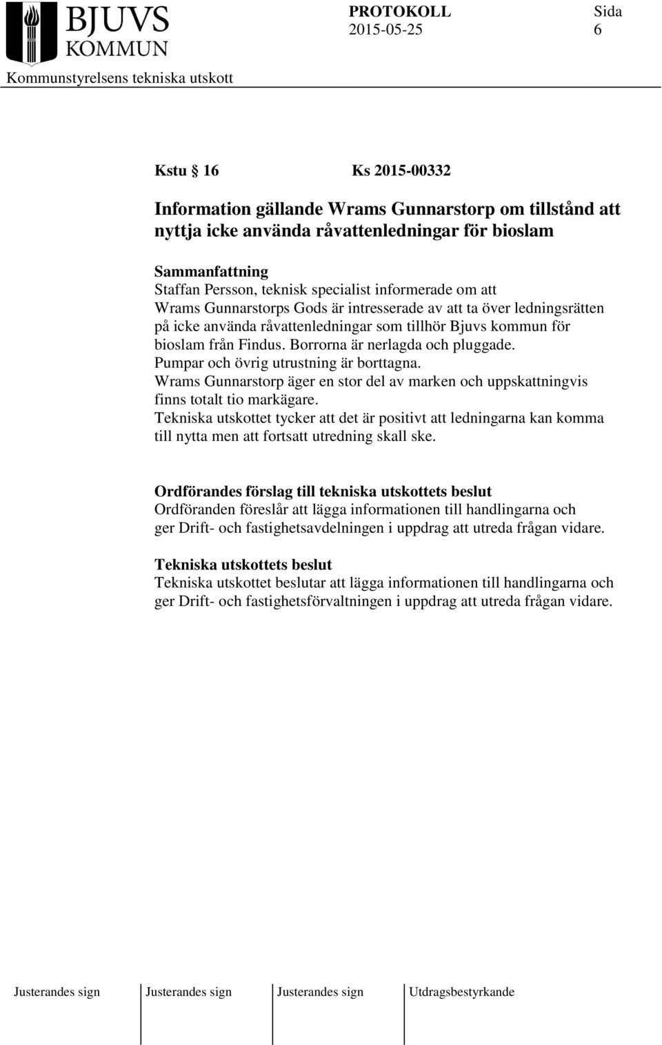 Pumpar och övrig utrustning är borttagna. Wrams Gunnarstorp äger en stor del av marken och uppskattningvis finns totalt tio markägare.