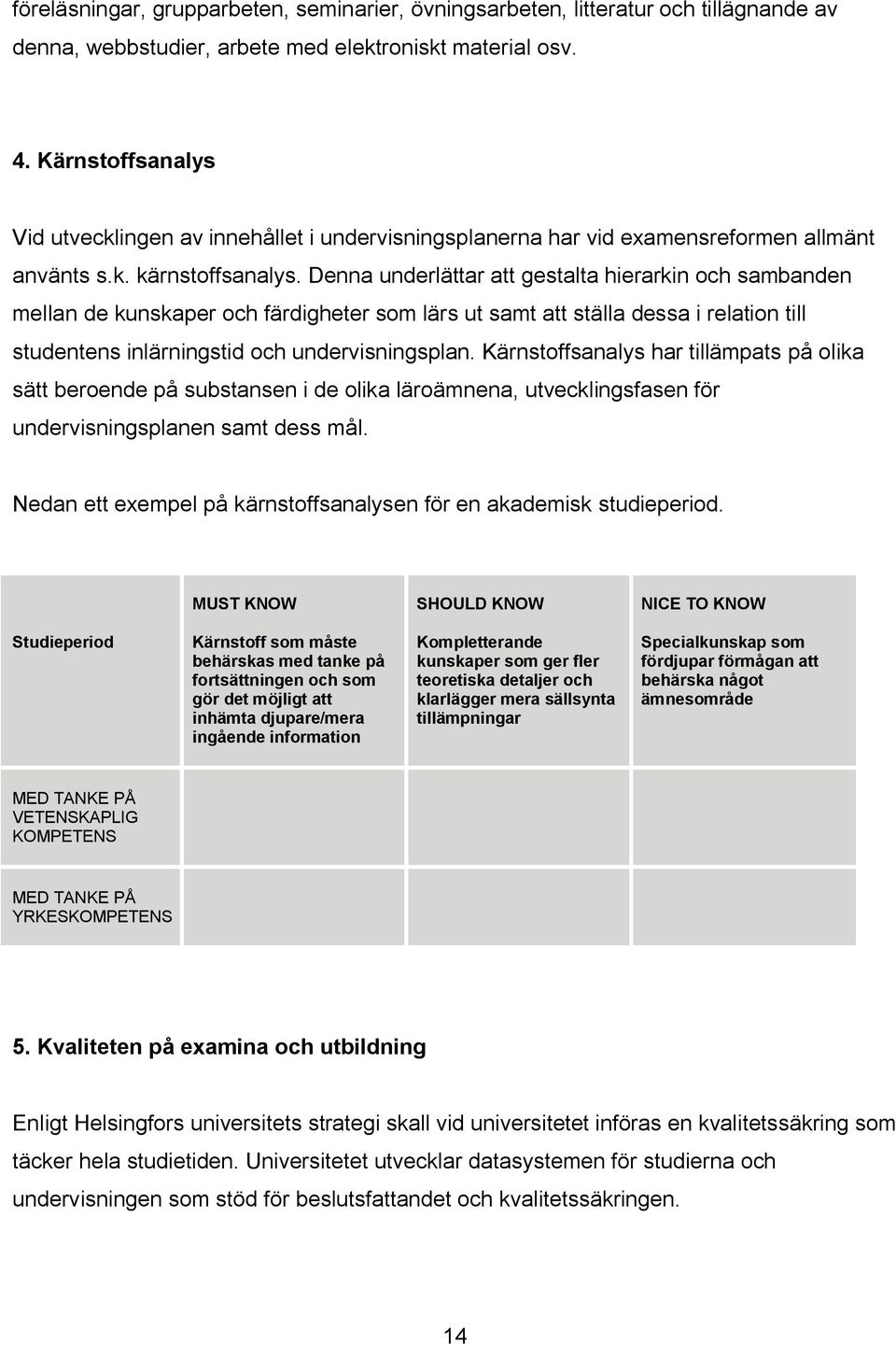 Denna underlättar att gestalta hierarkin och sambanden mellan de kunskaper och färdigheter som lärs ut samt att ställa dessa i relation till studentens inlärningstid och undervisningsplan.