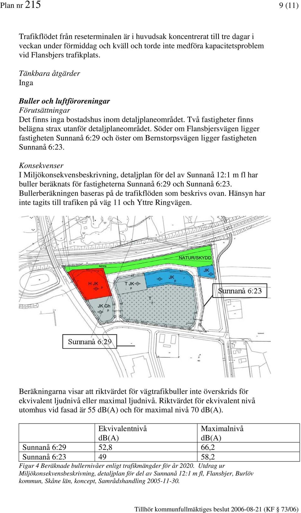 Söder om Flansbjersvägen ligger fastigheten Sunnanå 6:29 och öster om Bernstorpsvägen ligger fastigheten Sunnanå 6:23.