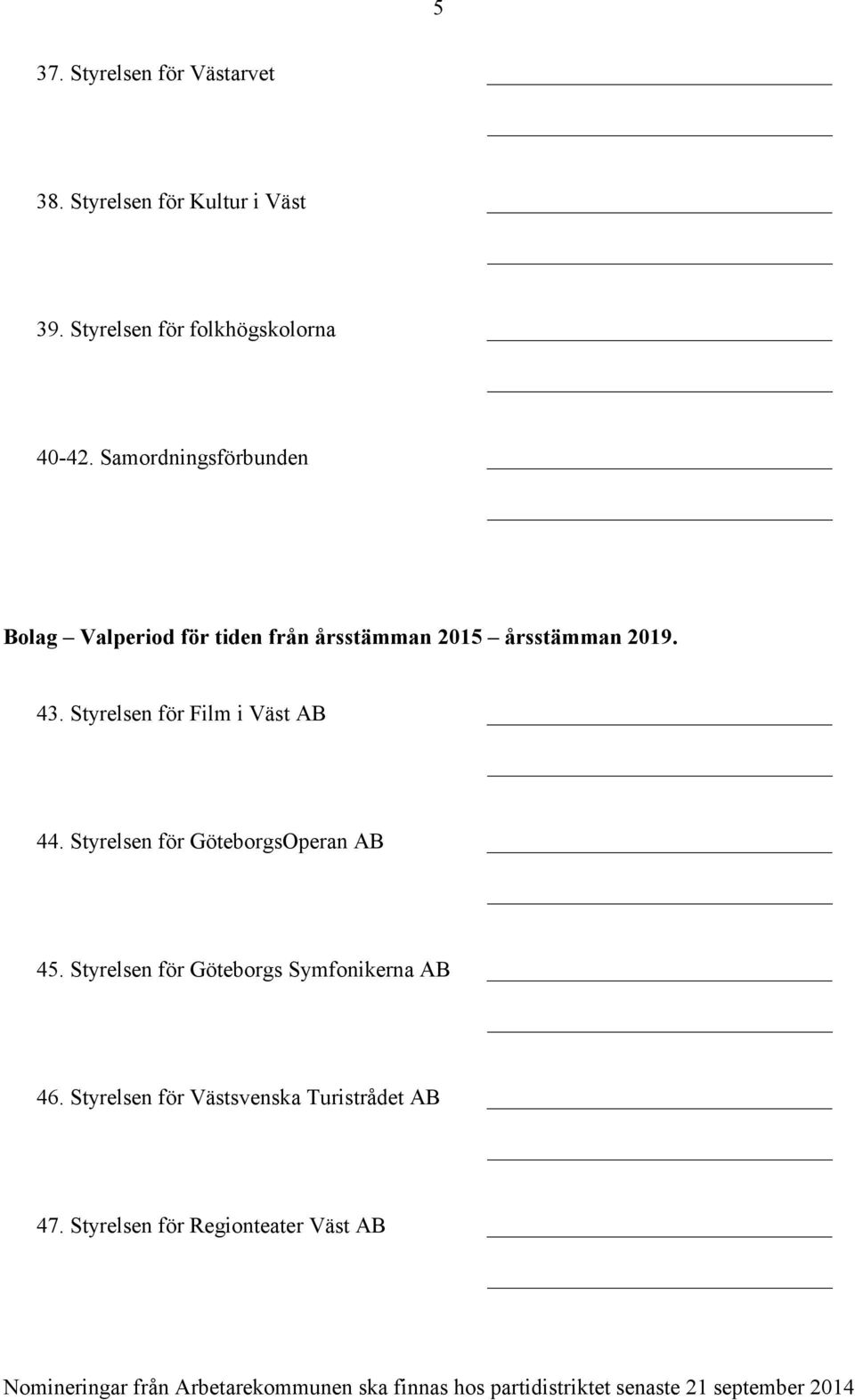 Samordningsförbunden Bolag Valperiod för tiden från årsstämman 2015 årsstämman 2019. 43.