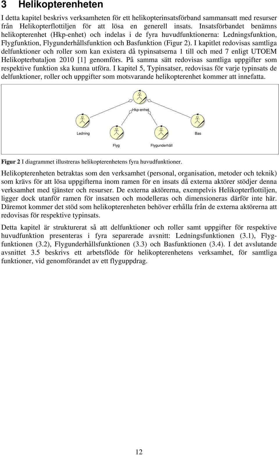 I kapitlet redovisas samtliga delfunktioner och roller som kan existera då typinsatserna 1 till och med 7 enligt UTOEM Helikopterbataljon 2010 [1] genomförs.