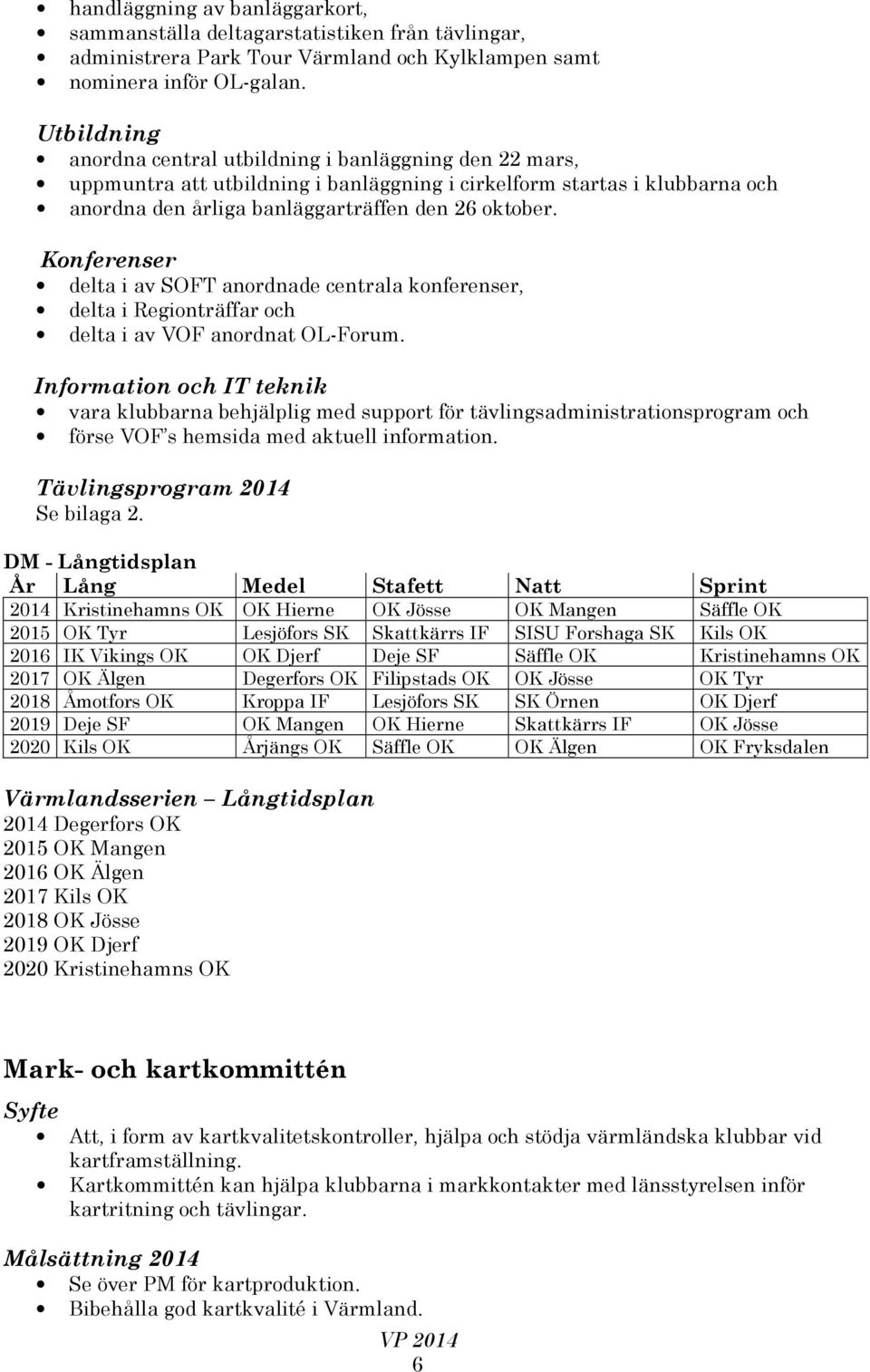 Konferenser delta i av SOFT anordnade centrala konferenser, delta i Regionträffar och delta i av VOF anordnat OL-Forum.