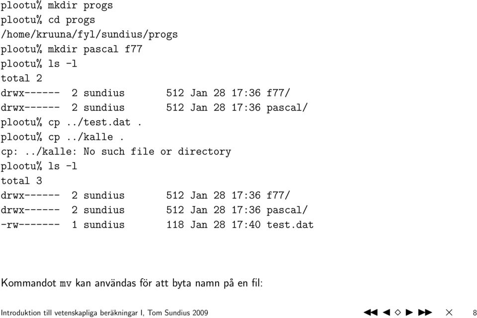 ./kalle: No such file or directory plootu% ls -l total 3 drwx------ 2 sundius 512 Jan 28 17:36 f77/ drwx------ 2 sundius 512 Jan 28 17:36