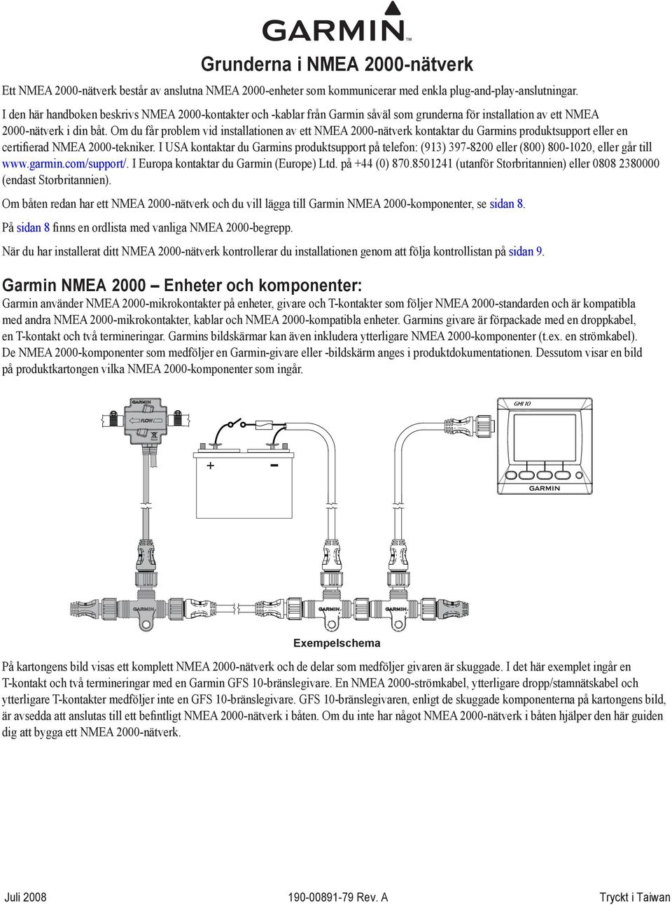 Om du får problem vid installationen av ett nätverk kontaktar du Garmins produktsupport eller en certifierad tekniker.