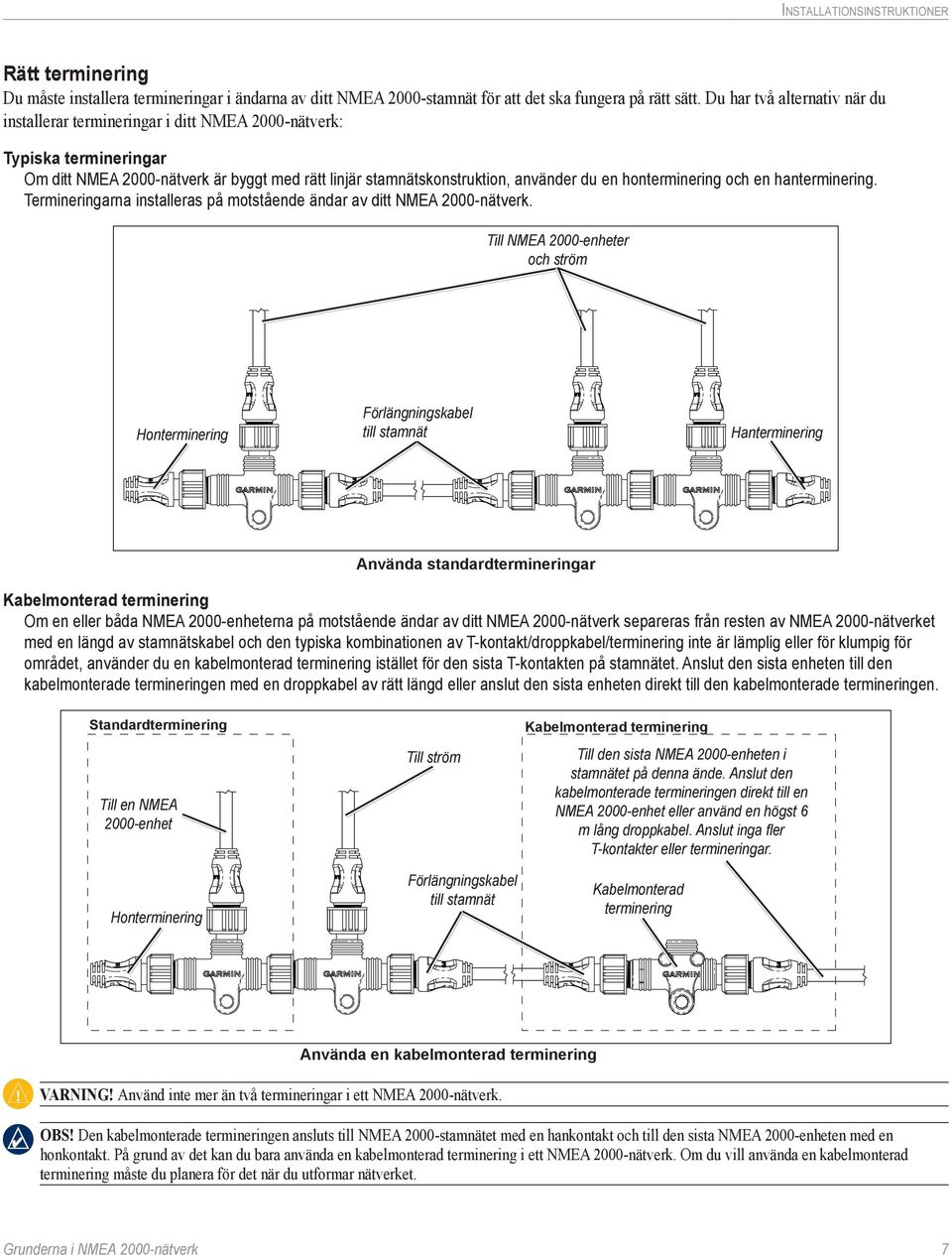 hanterminering. Termineringarna installeras på motstående ändar av ditt nätverk.