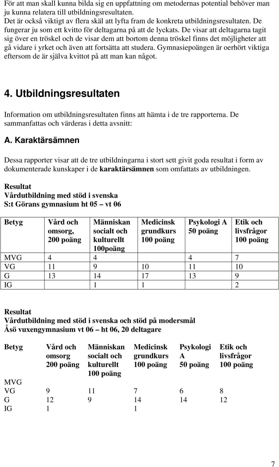 De visar att deltagarna tagit sig över en tröskel och de visar dem att bortom denna tröskel finns det möjligheter att gå vidare i yrket och även att fortsätta att studera.