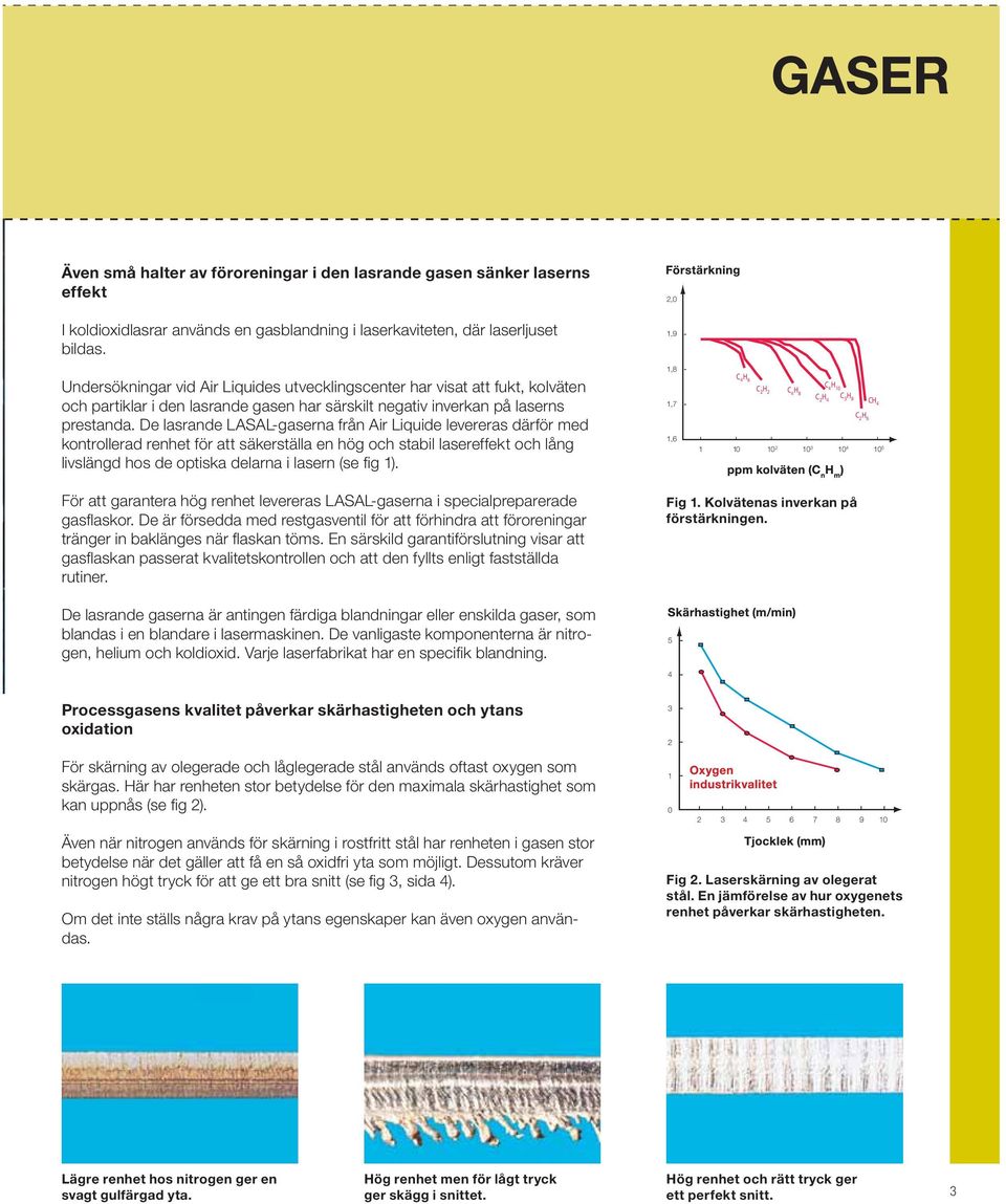 De lasrande LASAL-gaserna från Air Liquide levereras därför med kontrollerad renhet för att säkerställa en hög och stabil lasereffekt och lång livslängd hos de optiska delarna i lasern (se fig 1).