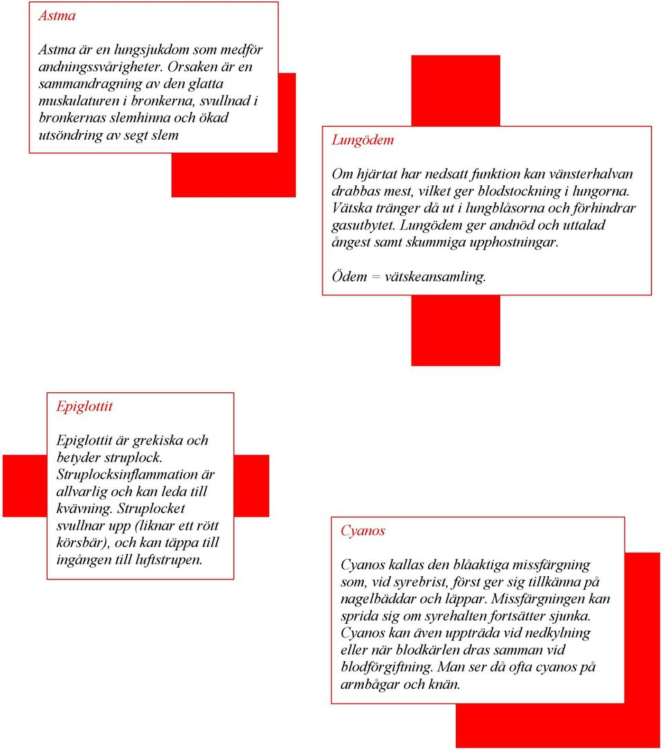 drabbas mest, vilket ger blodstockning i lungorna. Vätska tränger då ut i lungblåsorna och förhindrar gasutbytet. Lungödem ger andnöd och uttalad ångest samt skummiga upphostningar.