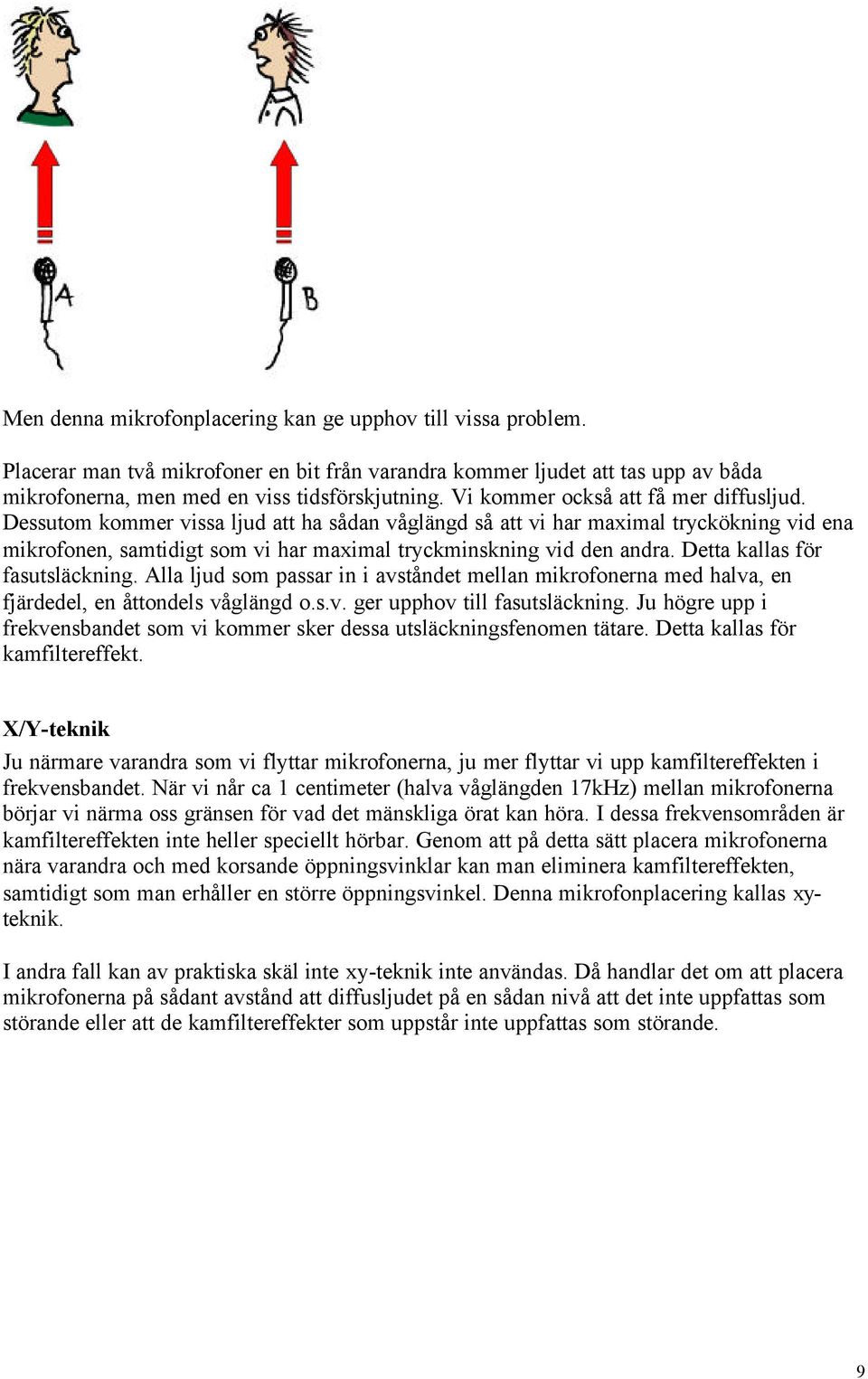 Detta kallas för fasutsläckning. Alla ljud som passar in i avståndet mellan mikrofonerna med halva, en fjärdedel, en åttondels våglängd o.s.v. ger upphov till fasutsläckning.