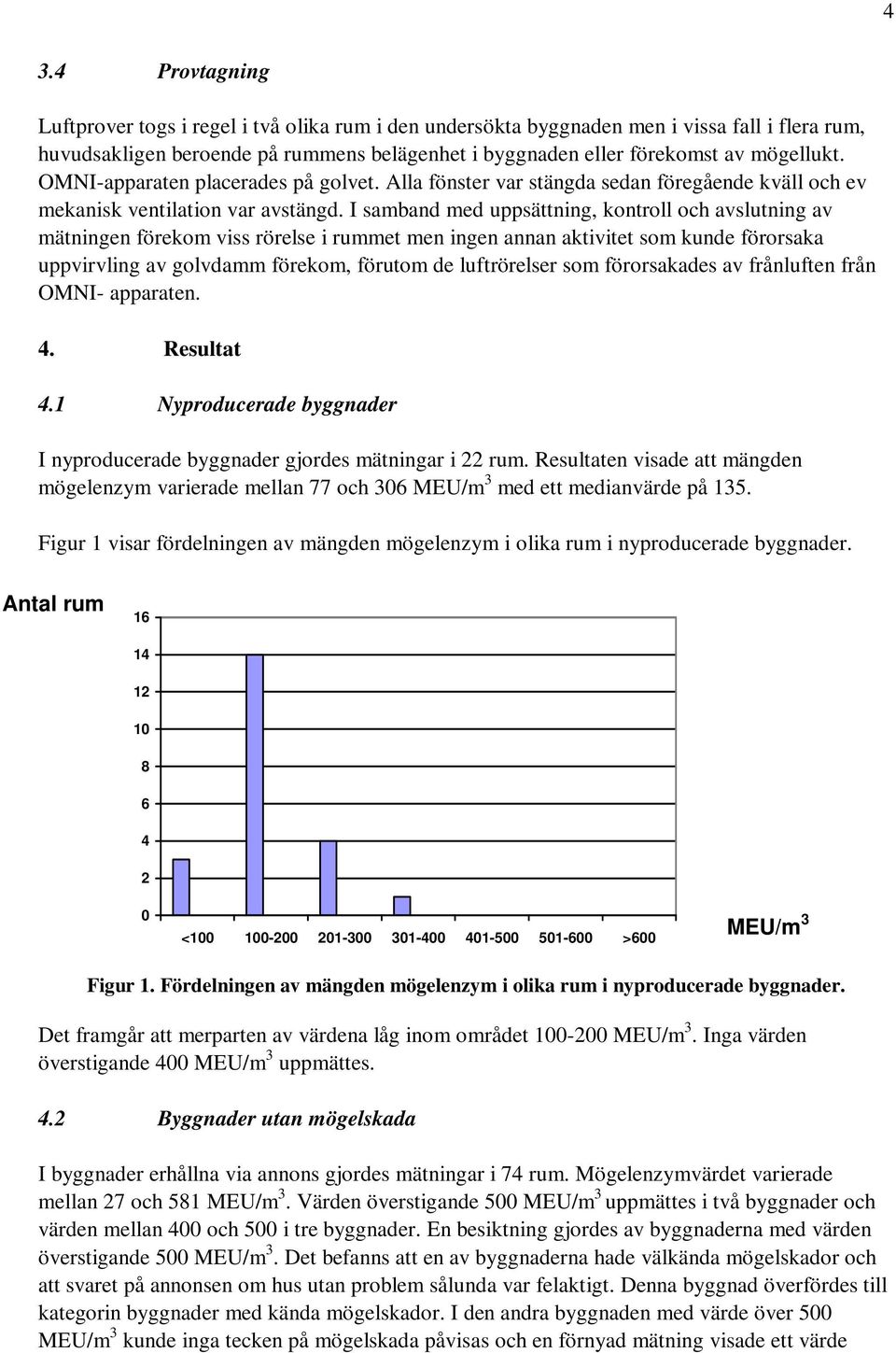 I samband med uppsättning, kontroll och avslutning av mätningen förekom viss rörelse i rummet men ingen annan aktivitet som kunde förorsaka uppvirvling av golvdamm förekom, förutom de luftrörelser