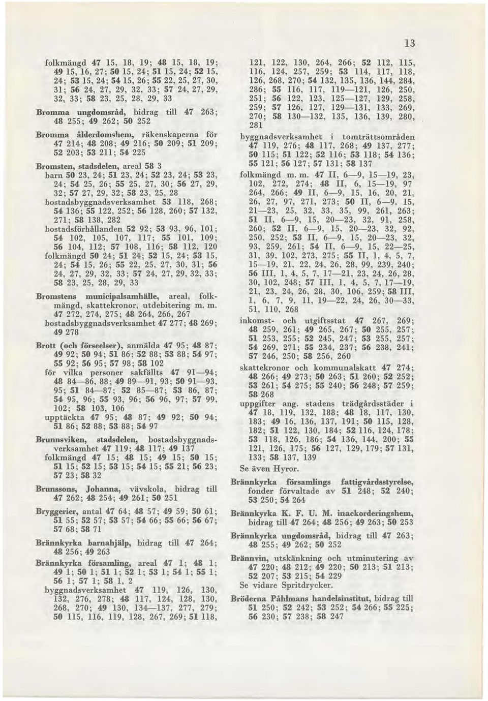 24; 53 23, 24; 54 25, 26; 55 25, 27, 30; 56 27, 29, 32; 57 27, 29, 32; 58 23, 25, 28 bostadsbyggnadsverksamhet 53 118, 268; 54 136; 55 122, 252; 56 128, 260; 57 132, 271; 58 138, 282